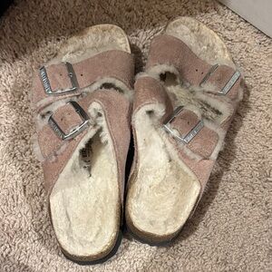 Birkenstock Women's Tan Shearling Slippers